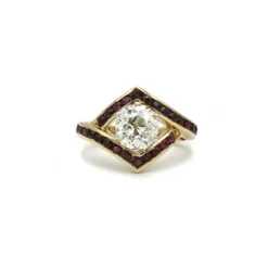 Bague Or jaune Diamants & Rubis
