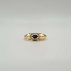 Bague or jaune, diamants et saphir