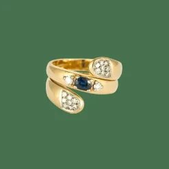 BAGUE OR JAUNE DIAMANTS ET SAPHIR