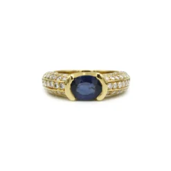 Bague Or jaune Diamants et Saphir