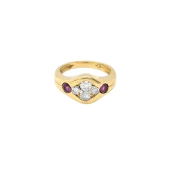 Bague or jaune diamants et rubis