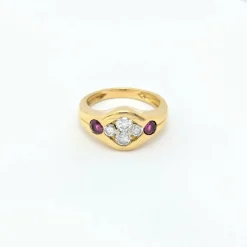 Bague or jaune diamants et rubis