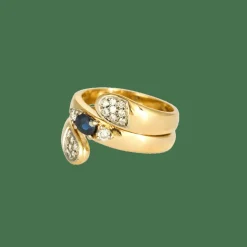 BAGUE OR JAUNE DIAMANTS ET SAPHIR
