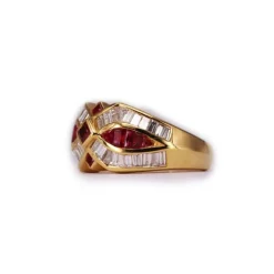 Bague Or Jaune Diamants et Rubis