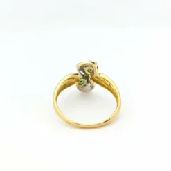 Bague or jaune diamants et émeraudes