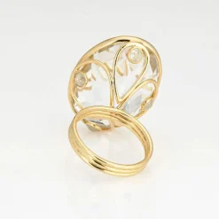 Bague or jaune diamants et cristal de roche