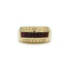 Bague or jaune diamants rubis