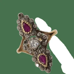 Bague or jaune diamants roses et diamants blancs