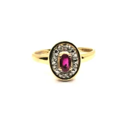 Bague or jaune diamants rubis