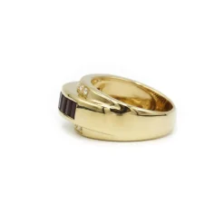 Bague or jaune diamants rubis