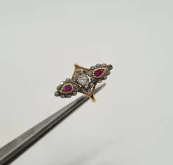 Bague or jaune diamants roses et diamants blancs