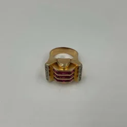 Bague Or jaune Diamants Rubis