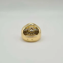 Bague or jaune, diamants ronds et diamants baguettes