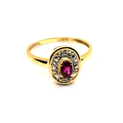 Bague or jaune diamants rubis