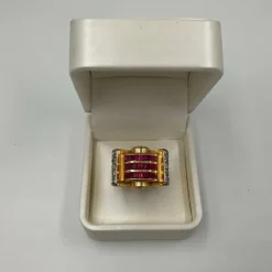 Bague Or jaune Diamants Rubis