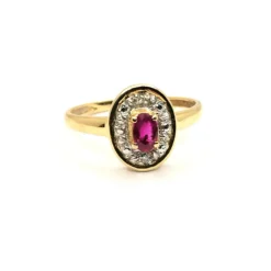 Bague or jaune diamants rubis