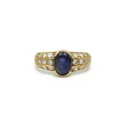 Bague or jaune diamants saphir