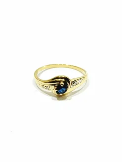 Bague or jaune diamants saphir
