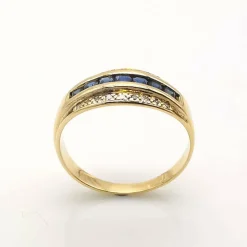 Bague or jaune, diamants, saphirs