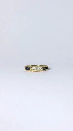 Bague Or jaune Diamants Saphirs