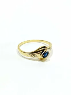 Bague or jaune diamants saphir