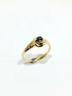 Bague or jaune diamants saphir