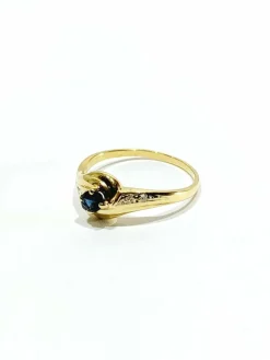 Bague or jaune diamants saphir