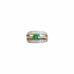 Bague Or jaune Diamants Tourmaline verte