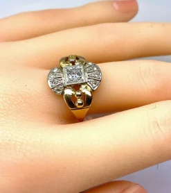 Bague or jaune diamants, vers 1930