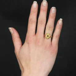 Bague or jaune d'occasion rubis diamants