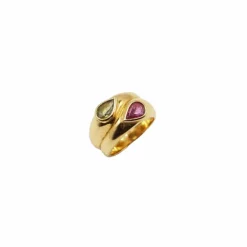 Bague or jaune double tourmalines