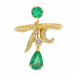 Bague Or jaune Emeraude