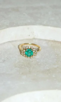 Bague Or Jaune Emeraude 1,52 Ct et Diamants