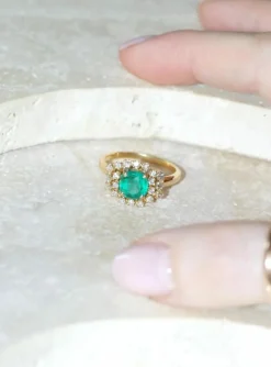 Bague Or Jaune Emeraude 1,52 Ct et Diamants