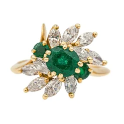 Bague Or jaune Emeraude, Diamant