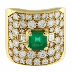 Bague Or jaune Emeraude Diamants
