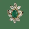 BAGUE OR JAUNE EMERAUDE DIAMANTS MARQUISE