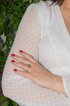Bague Or jaune Emeraude, Diamant