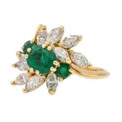 Bague Or jaune Emeraude, Diamant