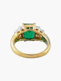 Bague Or Jaune Emeraude Diamants