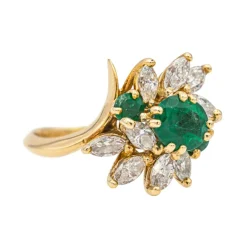 Bague Or jaune Emeraude, Diamant