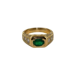 Bague Or jaune Emeraude et Diamants