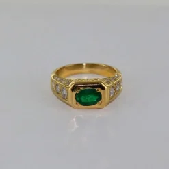Bague Or jaune Emeraude et Diamants