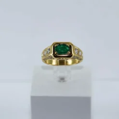Bague Or jaune Emeraude et Diamants