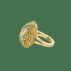 BAGUE OR JAUNE ET AIGUE-MARINE.
