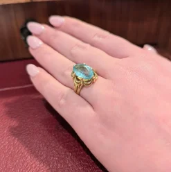 Bague or jaune et aigue-marine