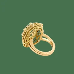 BAGUE OR JAUNE ET AIGUE-MARINE.