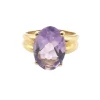 Bague or jaune et améthyste