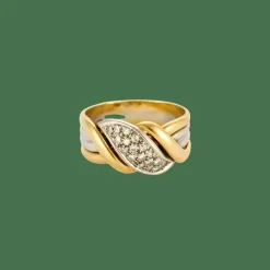 Bague or jaune et blanc diamants