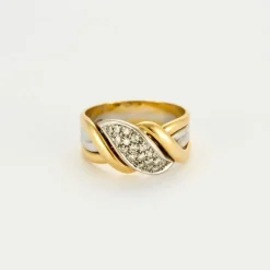 Bague or jaune et blanc diamants